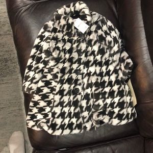 Kids Houndstooth Faux Fur Jacket